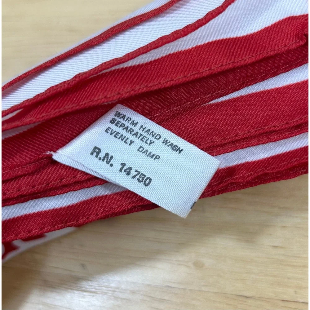 VTG 70s Designer Scarf Women 27in Red White Water Repellent Head Cover Italy
